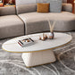 Oval Box Shaped Base Design Slate Table Glam Style Coffee Table