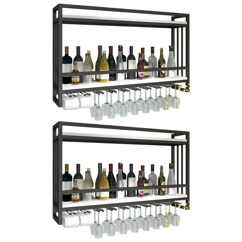 Metal Wall Mounted Wine Bottle & Glass Rack Glam Wine Rack with Stemware Holder Black-White 2 Piece Set Clearhalo 'furn' 'furn_wine_racks' 'Furniture' 'Kitchen & Dining Furniture' 'Wine Racks' 'wine_racks' 5517956