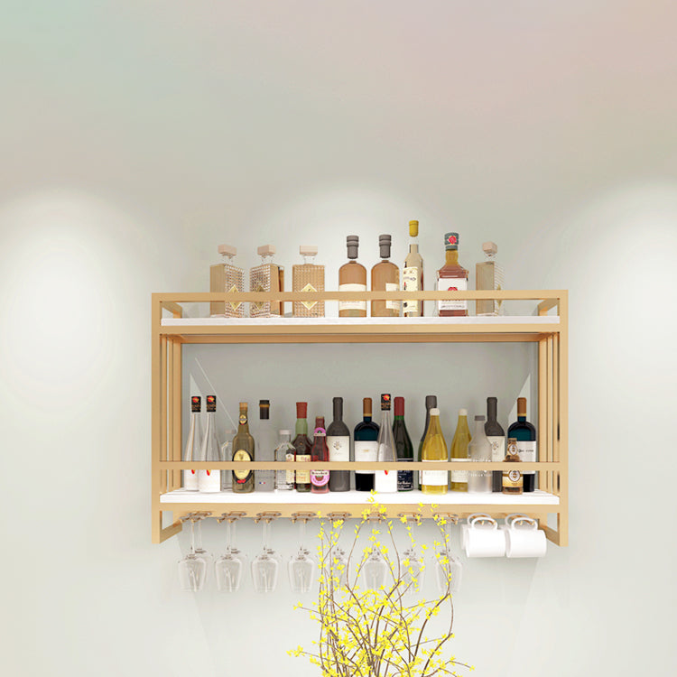 Metal Wall Mounted Wine Bottle & Glass Rack Glam Wine Rack with Stemware Holder Clearhalo 'furn' 'furn_wine_racks' 'Furniture' 'Kitchen & Dining Furniture' 'Wine Racks' 'wine_racks' 5517957