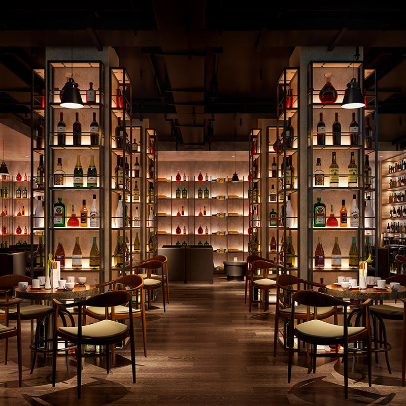 黒いモダンワインボトルホルダーフロアウッドと金属製ボトルホルダー5.9 "幅