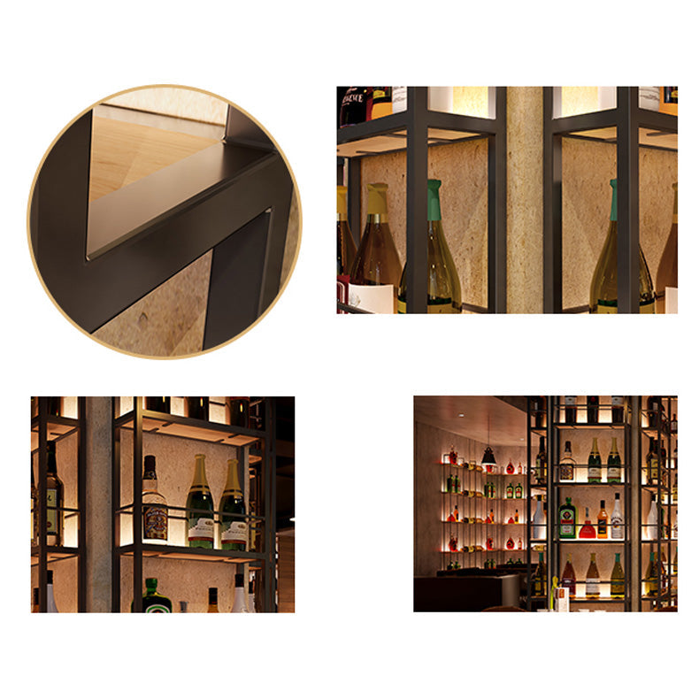 黒いモダンワインボトルホルダーフロアウッドと金属製ボトルホルダー5.9 "幅