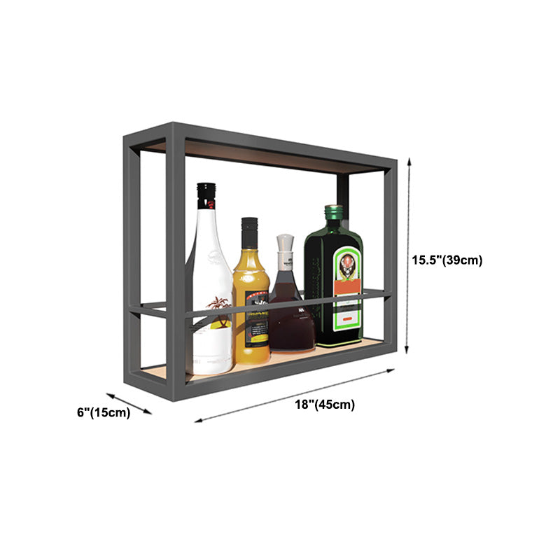 黒いモダンワインボトルホルダーフロアウッドと金属製ボトルホルダー5.9 "幅
