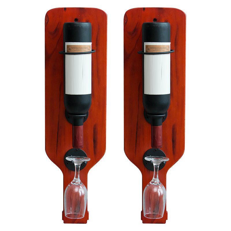 Metal Wall Mounted Wine Bottle & Glass Rack Industrial Wine Rack Red 2 Piece Set Clearhalo 'furn' 'furn_wine_racks' 'Furniture' 'Kitchen & Dining Furniture' 'Wine Racks' 'wine_racks' 5518056