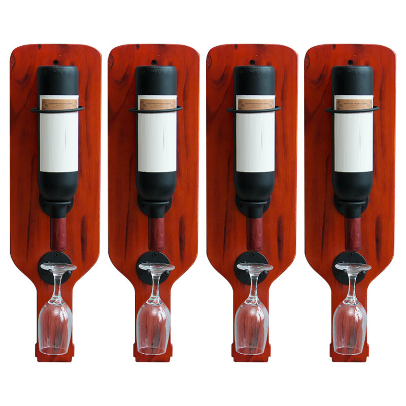 Metal Wall Mounted Wine Bottle & Glass Rack Industrial Wine Rack Red 4 Piece Set Clearhalo 'furn' 'furn_wine_racks' 'Furniture' 'Kitchen & Dining Furniture' 'Wine Racks' 'wine_racks' 5518057