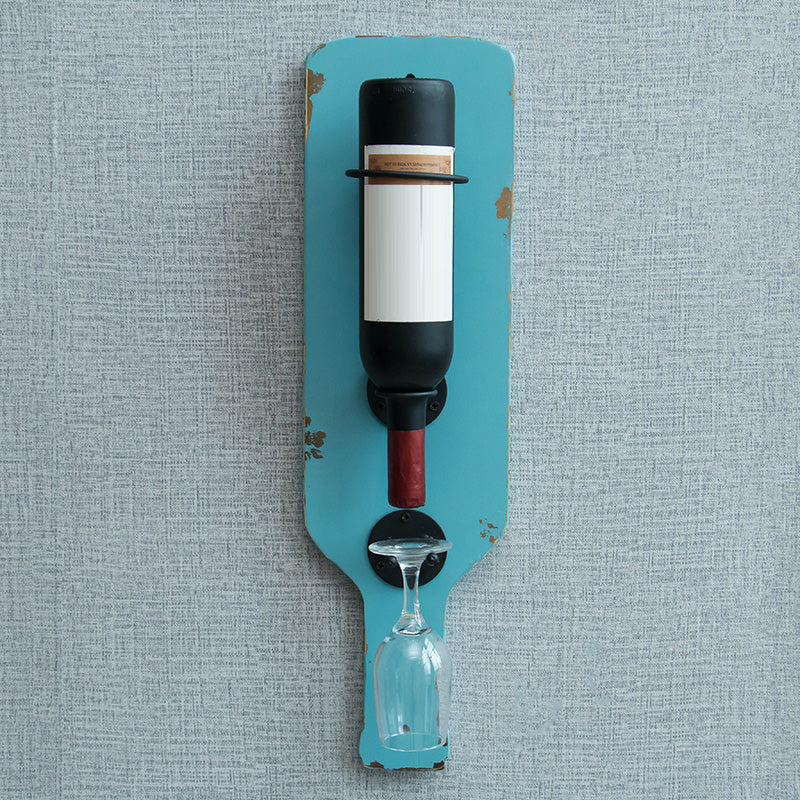 Metal Wall Mounted Wine Bottle & Glass Rack Industrial Wine Rack Blue 1 Piece Clearhalo 'furn' 'furn_wine_racks' 'Furniture' 'Kitchen & Dining Furniture' 'Wine Racks' 'wine_racks' 5518061