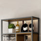Metal Freestanding Wine Bottle & Glass Rack Industrial Wine Rack with Shelf