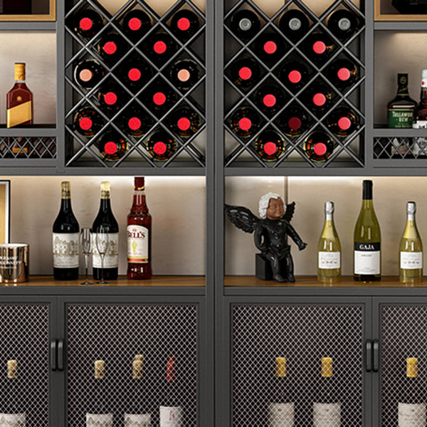 Metaal vrijstaande wijnfles en glazen rek industrieel wijnrek met plank