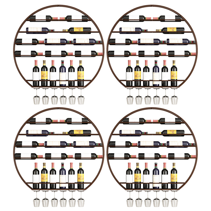 Bottiglia da vino a parete di ferro e portabancella di vetro moderno portamette rotonde