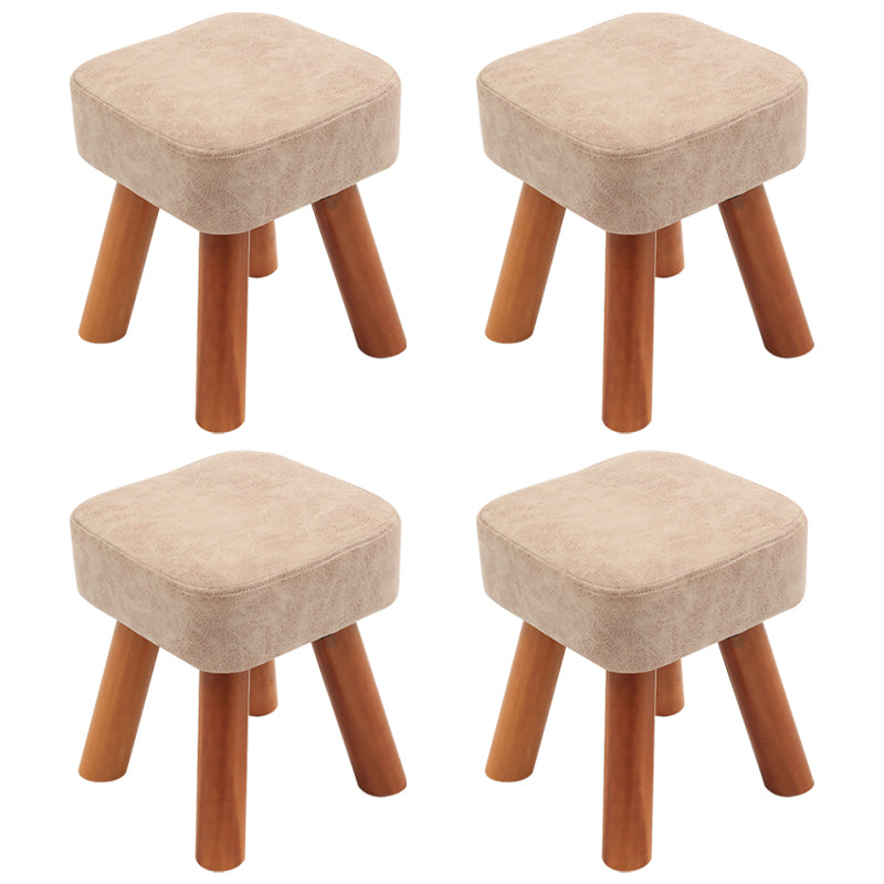 Stain Resistant Square Ottoman Solid Color Leather Standard for Living Room