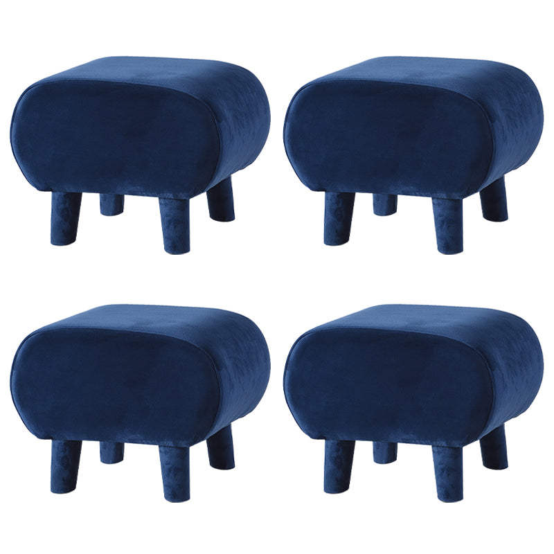 Modern Stain Resistant Standard Oval Dark Blue Velvet Indoor Pouf Dark Blue 4 Piece Set Clearhalo 'furn' 'furn_ottomans_poufs' 'Furniture' 'Living Room Furniture' 'Ottomans & Poufs' 'ottomans_poufs' 5518561