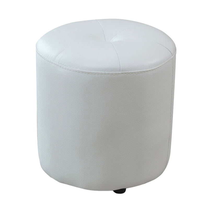 Classic Round Ottoman Pure Color Genuine Leather Water Resistant Ottoman Stool Clearhalo 'furn' 'furn_ottomans_poufs' 'Furniture' 'Living Room Furniture' 'Ottomans & Poufs' 'ottomans_poufs' 5518599