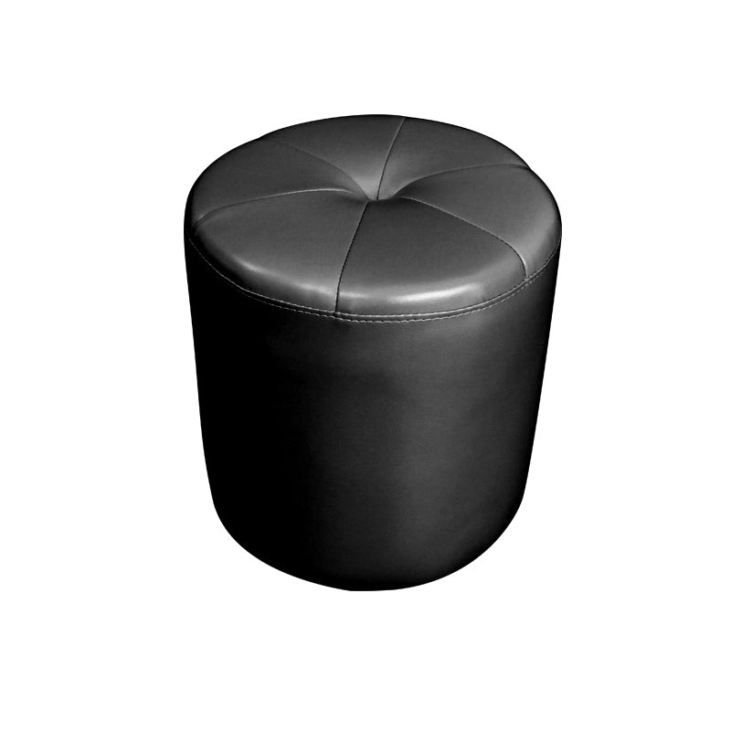 Classic Round Ottoman Pure Color Genuine Leather Water Resistant Ottoman Stool Black 1 Piece Clearhalo 'furn' 'furn_ottomans_poufs' 'Furniture' 'Living Room Furniture' 'Ottomans & Poufs' 'ottomans_poufs' 5518603