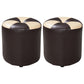 Classic Round Ottoman Pure Color Genuine Leather Water Resistant Ottoman Stool Beige Coffee 2 Piece Set Clearhalo 'furn' 'furn_ottomans_poufs' 'Furniture' 'Living Room Furniture' 'Ottomans & Poufs' 'ottomans_poufs' 5518610