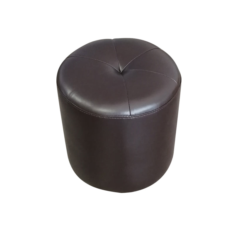 Classic Round Ottoman Pure Color Genuine Leather Water Resistant Ottoman Stool Coffee 1 Piece Clearhalo 'furn' 'furn_ottomans_poufs' 'Furniture' 'Living Room Furniture' 'Ottomans & Poufs' 'ottomans_poufs' 5518612