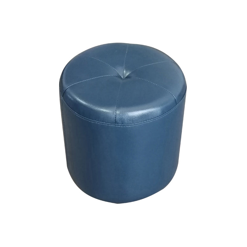 Classic Round Ottoman Pure Color Genuine Leather Water Resistant Ottoman Stool Blue 1 Piece Clearhalo 'furn' 'furn_ottomans_poufs' 'Furniture' 'Living Room Furniture' 'Ottomans & Poufs' 'ottomans_poufs' 5518615