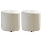 Classic Round Ottoman Pure Color Genuine Leather Water Resistant Ottoman Stool Off-White 2 Piece Set Clearhalo 'furn' 'furn_ottomans_poufs' 'Furniture' 'Living Room Furniture' 'Ottomans & Poufs' 'ottomans_poufs' 5518622