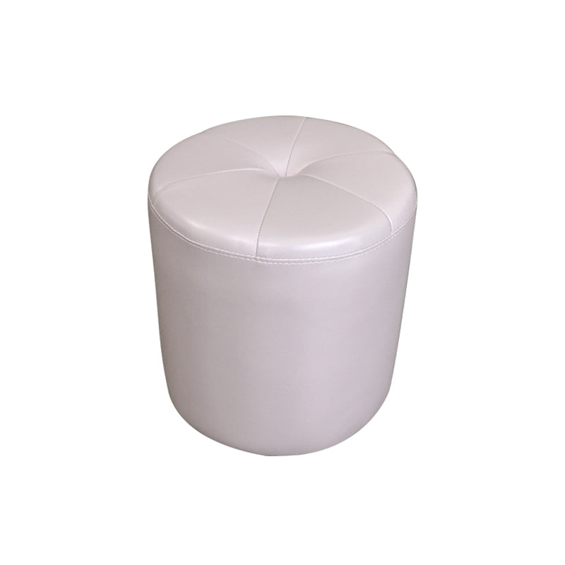 Classic Round Ottoman Pure Color Genuine Leather Water Resistant Ottoman Stool Light Pink 1 Piece Clearhalo 'furn' 'furn_ottomans_poufs' 'Furniture' 'Living Room Furniture' 'Ottomans & Poufs' 'ottomans_poufs' 5518624