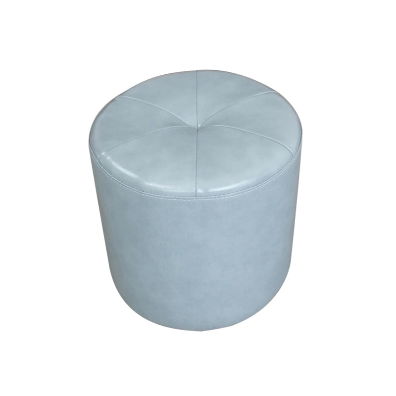 Classic Round Ottoman Pure Color Genuine Leather Water Resistant Ottoman Stool Light Blue 1 Piece Clearhalo 'furn' 'furn_ottomans_poufs' 'Furniture' 'Living Room Furniture' 'Ottomans & Poufs' 'ottomans_poufs' 5518627