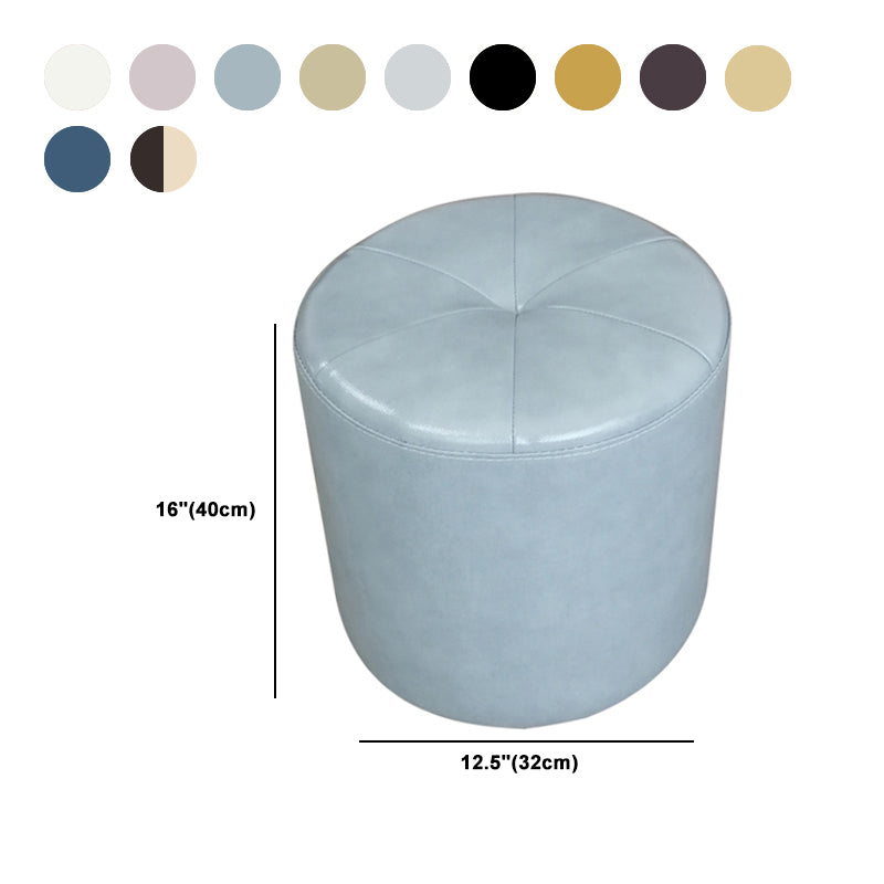 Classic Round Ottoman Pure Color Genuine Leather Water Resistant Ottoman Stool Clearhalo 'furn' 'furn_ottomans_poufs' 'Furniture' 'Living Room Furniture' 'Ottomans & Poufs' 'ottomans_poufs' 5518631