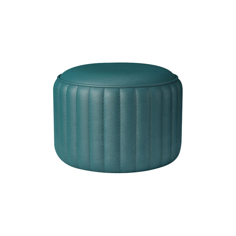 Modern Cylinder Shape Sherpa Pouf Plain PU Leather Tear Resistant Chair Ottoman Green 1 Piece Clearhalo 'furn' 'furn_ottomans_poufs' 'Furniture' 'Living Room Furniture' 'Ottomans & Poufs' 'ottomans_poufs' 5518727