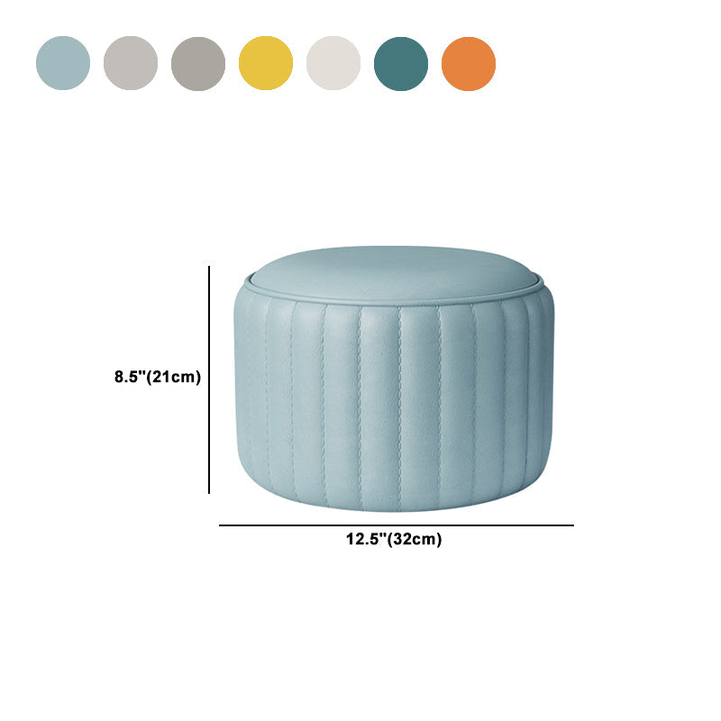 Modern Cylinder Shape Sherpa Pouf Plain PU Leather Tear Resistant Chair Ottoman Clearhalo 'furn' 'furn_ottomans_poufs' 'Furniture' 'Living Room Furniture' 'Ottomans & Poufs' 'ottomans_poufs' 5518733