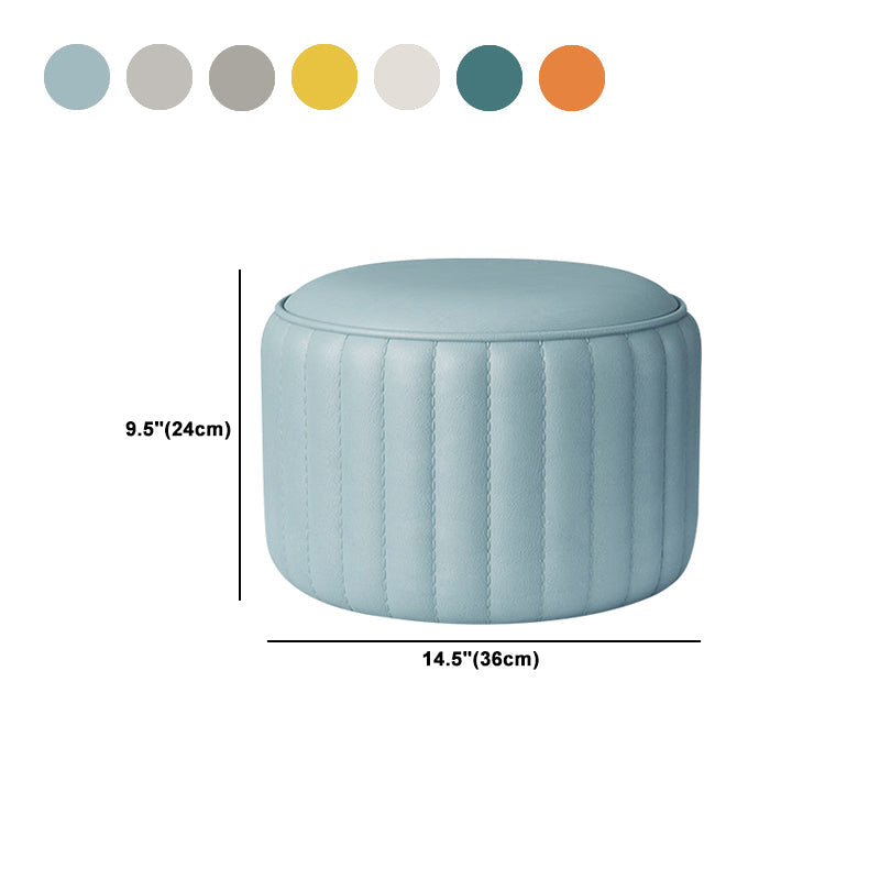 Modern Cylinder Shape Sherpa Pouf Plain PU Leather Tear Resistant Chair Ottoman Clearhalo 'furn' 'furn_ottomans_poufs' 'Furniture' 'Living Room Furniture' 'Ottomans & Poufs' 'ottomans_poufs' 5518734