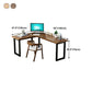 Solid Wood Industrial Office Desk L-Shape Fixed Writing Table