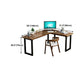 Solid Wood Industrial Office Desk L-Shape Fixed Writing Table