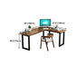 Solid Wood Industrial Office Desk L-Shape Fixed Writing Table