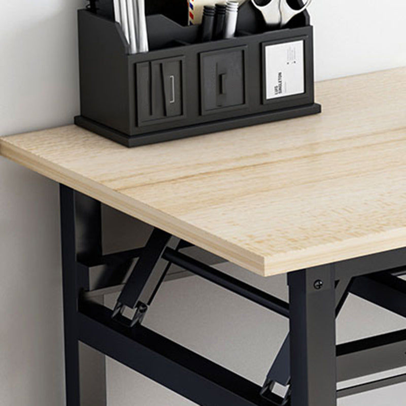 長方形の木材ライティングデスクインダストリアルスタイルの折りたたみオフィスデスク