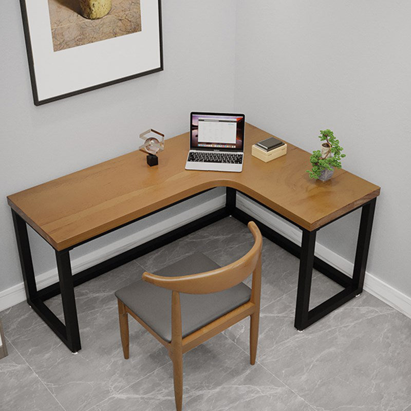 L-Shape Office Table Industrial Writing Desk with H-Shape Base 55.1"L x 31.5"W x 29.5"H Right Hand Return Clearhalo 'furn' 'furn_office_desk' 'Furniture' 'Office Desks' 'Office Furniture' 'office_desk' 5523170