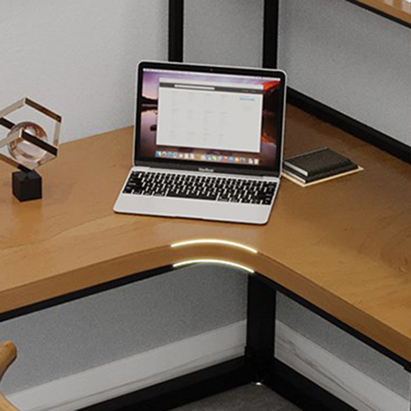 L-Shape Office Table Industrial Writing Desk with H-Shape Base Clearhalo 'furn' 'furn_office_desk' 'Furniture' 'Office Desks' 'Office Furniture' 'office_desk' 5523176