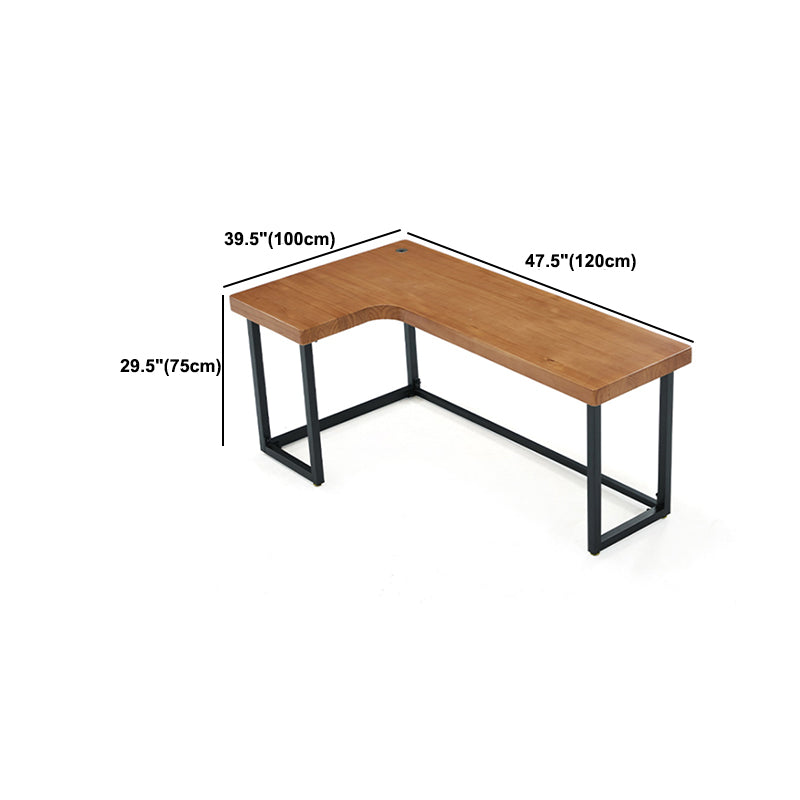 L-Shape Office Table Industrial Writing Desk with H-Shape Base Clearhalo 'furn' 'furn_office_desk' 'Furniture' 'Office Desks' 'Office Furniture' 'office_desk' 5523179
