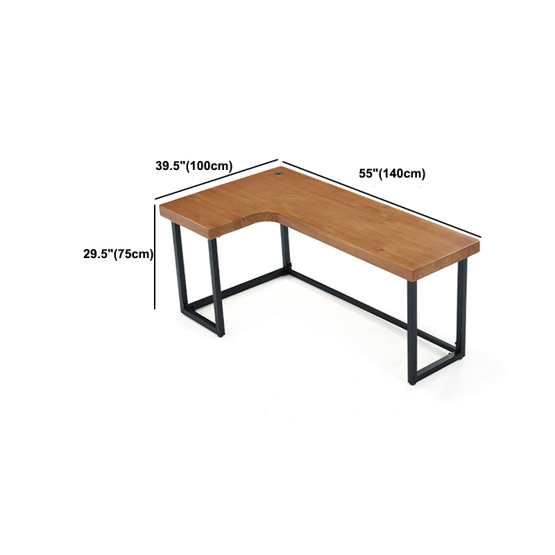 L-Shape Office Table Industrial Writing Desk with H-Shape Base Clearhalo 'furn' 'furn_office_desk' 'Furniture' 'Office Desks' 'Office Furniture' 'office_desk' 5523181