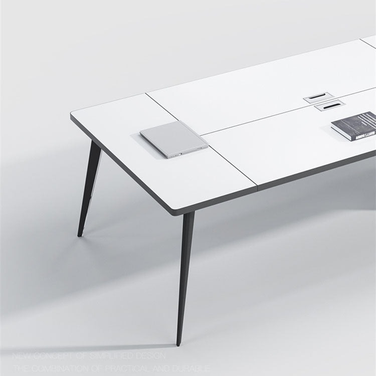 Escritorio de escritura de madera curva de estilo industrial parsons de la base de trabajo para la oficina