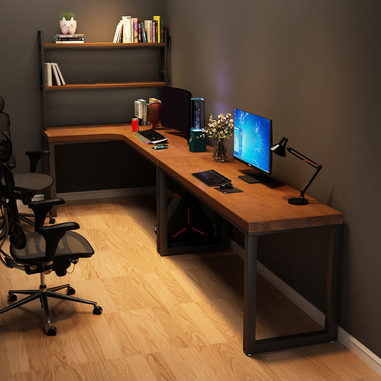 Rectangular Corner Writing Desk Solid Wood Office Desk with Iron Legs for Bedroom Clearhalo 'furn' 'furn_office_desk' 'Furniture' 'Office Desks' 'Office Furniture' 'office_desk' 5523313