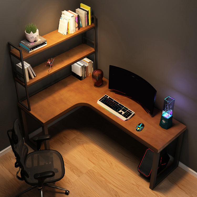 Rectangular Corner Writing Desk Solid Wood Office Desk with Iron Legs for Bedroom Clearhalo 'furn' 'furn_office_desk' 'Furniture' 'Office Desks' 'Office Furniture' 'office_desk' 5523316