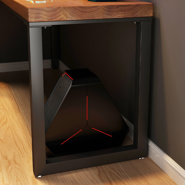 Rectangular Corner Writing Desk Solid Wood Office Desk with Iron Legs for Bedroom Clearhalo 'furn' 'furn_office_desk' 'Furniture' 'Office Desks' 'Office Furniture' 'office_desk' 5523318