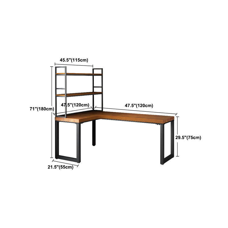 Rectangular Corner Writing Desk Solid Wood Office Desk with Iron Legs for Bedroom Clearhalo 'furn' 'furn_office_desk' 'Furniture' 'Office Desks' 'Office Furniture' 'office_desk' 5523327