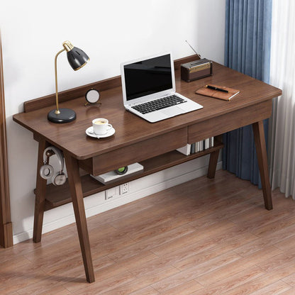 Curved Wooden Writing Desk Modern Style Office Desk with 2 Drawers Brown Clearhalo 'furn' 'furn_office_desk' 'Furniture' 'Office Desks' 'Office Furniture' 'office_desk' 5523442