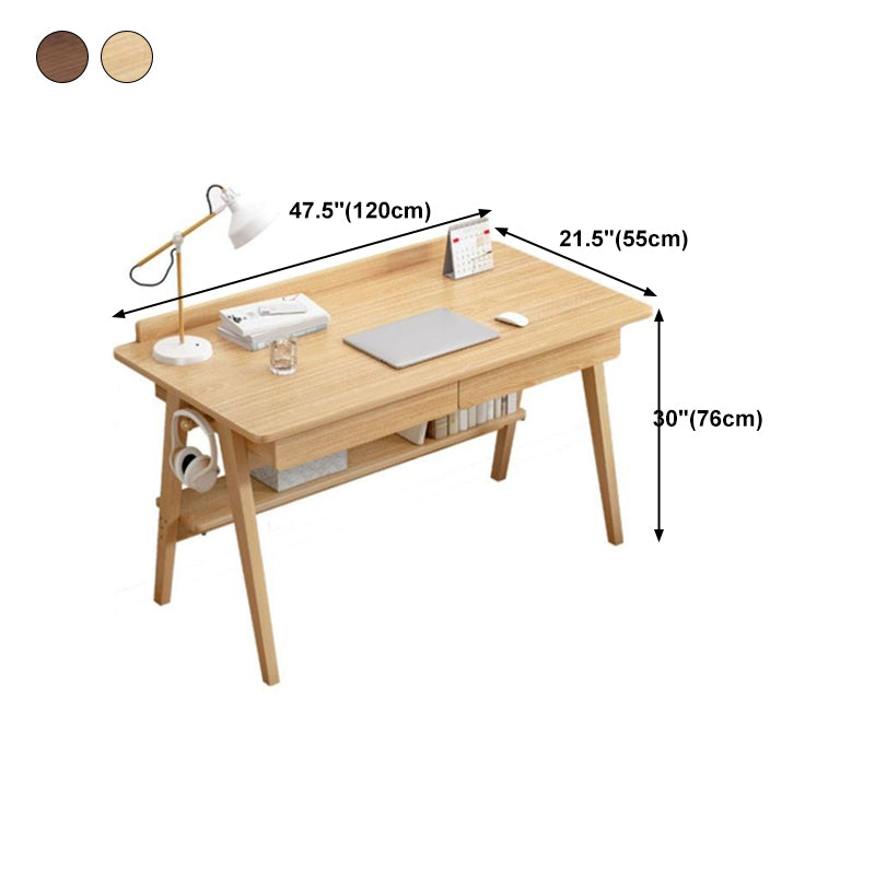Curved Wooden Writing Desk Modern Style Office Desk with 2 Drawers Clearhalo 'furn' 'furn_office_desk' 'Furniture' 'Office Desks' 'Office Furniture' 'office_desk' 5523450