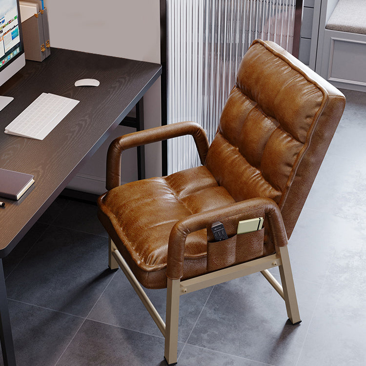 Modern Adjustable Back Height Task Chair Home Office Computer Chair Brown Without Footrest Clearhalo 'furn' 'furn_office_chair' 'Furniture' 'Office Chairs' 'Office Furniture' 'office_chair' 5523469