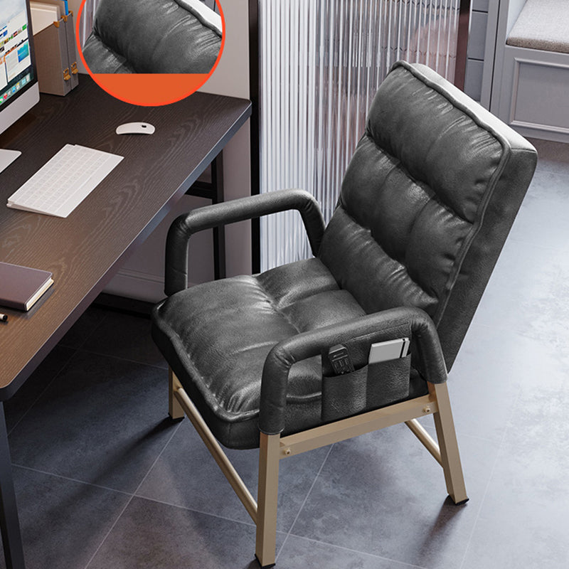 Modern Computer Chair Adjustable Back Height Office Chair with Upholstered Dark Gray Without Footrest Clearhalo 'furn' 'furn_office_chair' 'Furniture' 'Office Chairs' 'Office Furniture' 'office_chair' 5523523