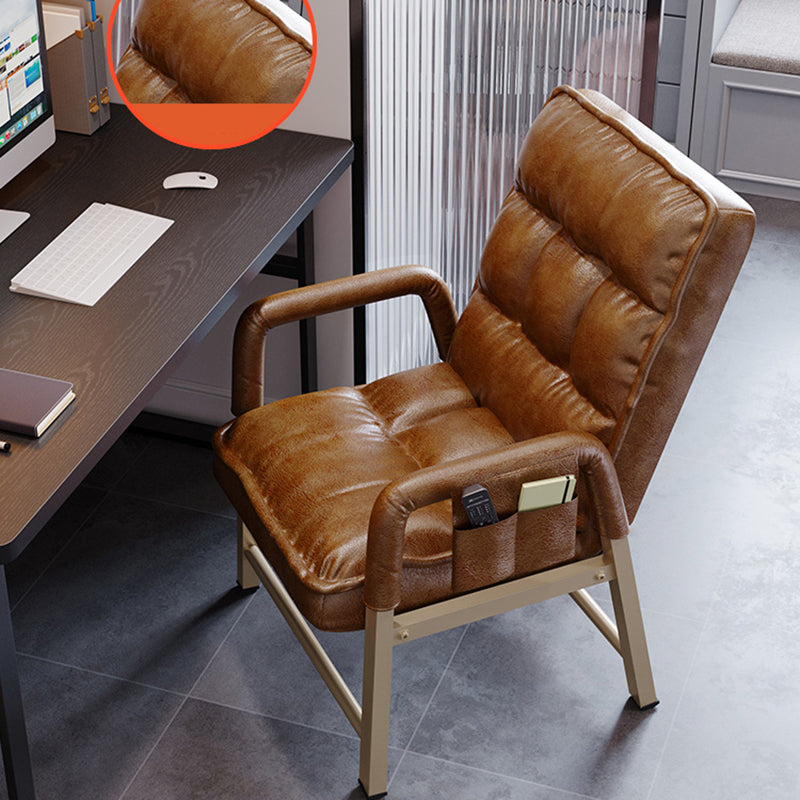 Modern Computer Chair Adjustable Back Height Office Chair with Upholstered Brown Without Footrest Clearhalo 'furn' 'furn_office_chair' 'Furniture' 'Office Chairs' 'Office Furniture' 'office_chair' 5523530