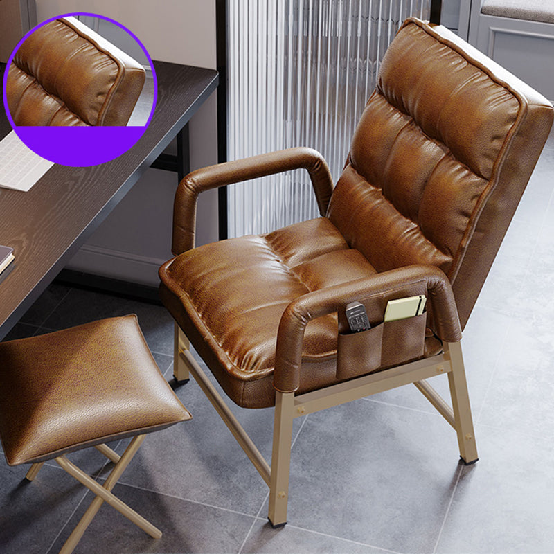 Modern Computer Chair Adjustable Back Height Office Chair with Upholstered Brown With Footrest Clearhalo 'furn' 'furn_office_chair' 'Furniture' 'Office Chairs' 'Office Furniture' 'office_chair' 5523532