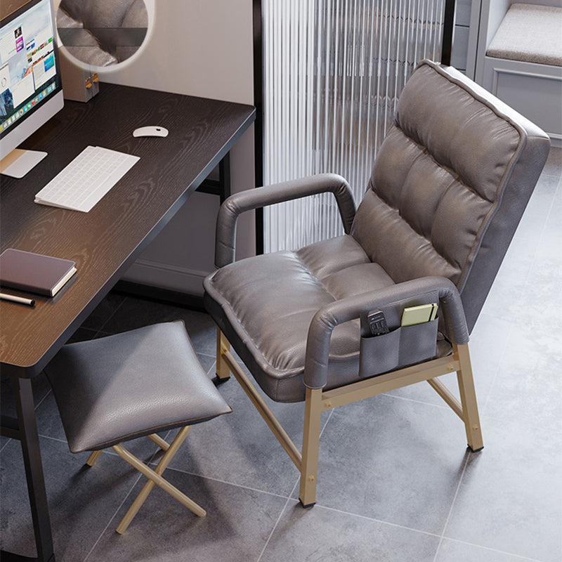 Modern Computer Chair Adjustable Back Height Office Chair with Upholstered Light Gray With Footrest Clearhalo 'furn' 'furn_office_chair' 'Furniture' 'Office Chairs' 'Office Furniture' 'office_chair' 5523537