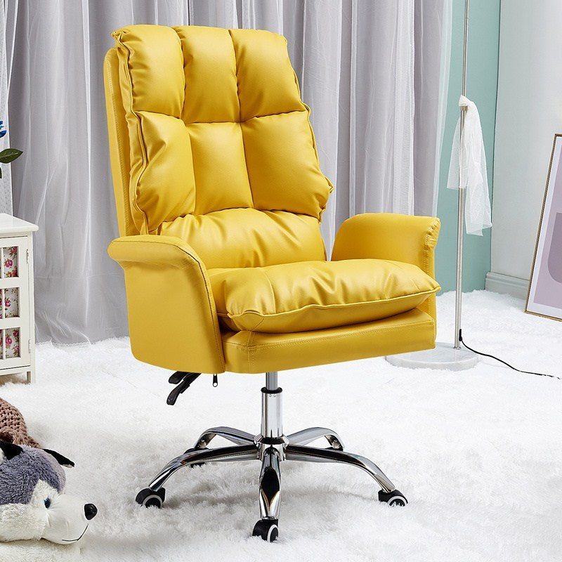 Modern Computer Ergonomic Upholstered Chair Height-adjustable Office Chair for Office Yellow Without Footrest Clearhalo 'furn' 'furn_office_chair' 'Furniture' 'Office Chairs' 'Office Furniture' 'office_chair' 5523563