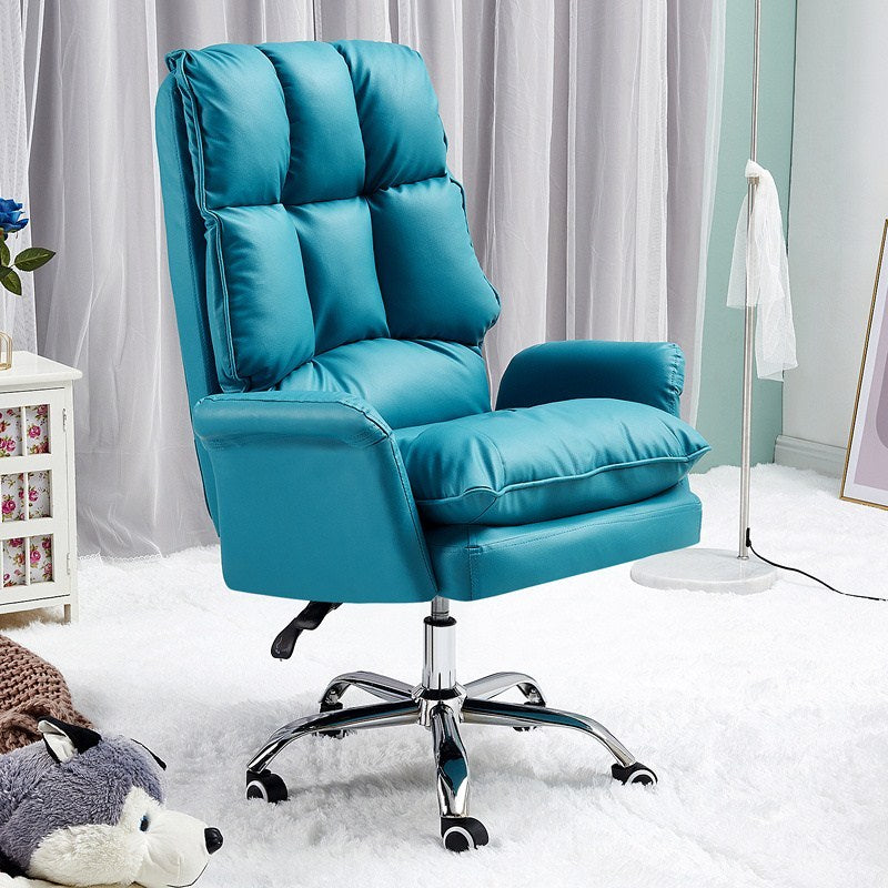 Modern Computer Ergonomic Upholstered Chair Height-adjustable Office Chair for Office Blue Without Footrest Clearhalo 'furn' 'furn_office_chair' 'Furniture' 'Office Chairs' 'Office Furniture' 'office_chair' 5523572
