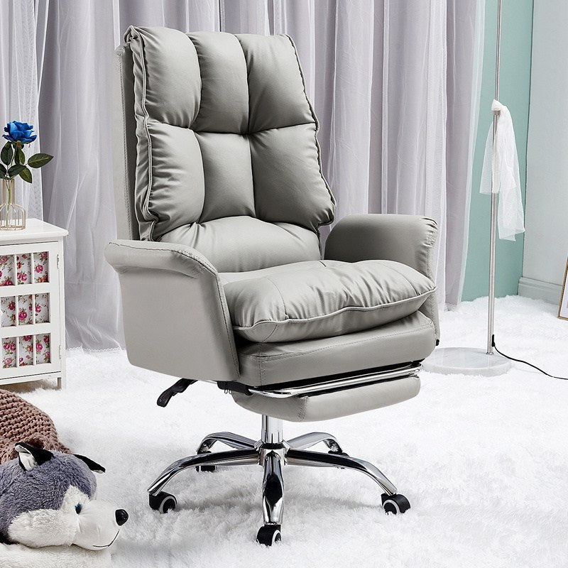 Modern Computer Ergonomic Upholstered Chair Height-adjustable Office Chair for Office Grey With Footrest Sponge Clearhalo 'furn' 'furn_office_chair' 'Furniture' 'Office Chairs' 'Office Furniture' 'office_chair' 5523577