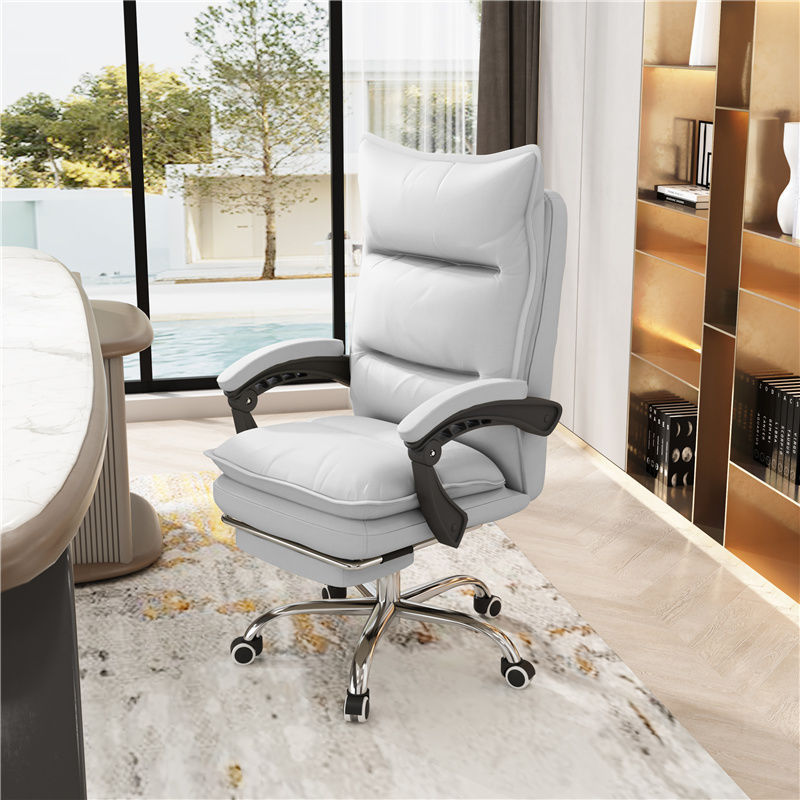 Contemporary Managers Chair High Back Executive Ergonomic Chair Gray-White With Footrest Clearhalo 'furn' 'furn_office_chair' 'Furniture' 'Office Chairs' 'Office Furniture' 'office_chair' 5523666